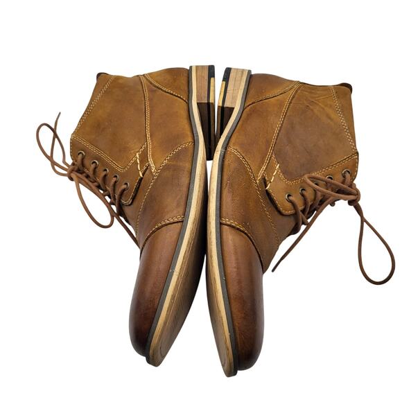 Steve Madden Jabbar Cap Toe Burnished Leather Wood Stack Heel Boot Men's Sz 10.5 - Picture 7 of 10